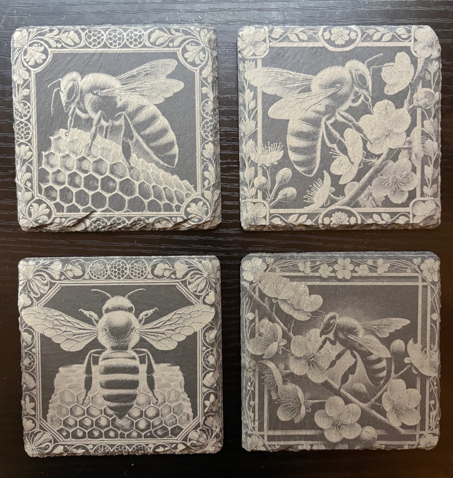 Slate Coasters - Bee