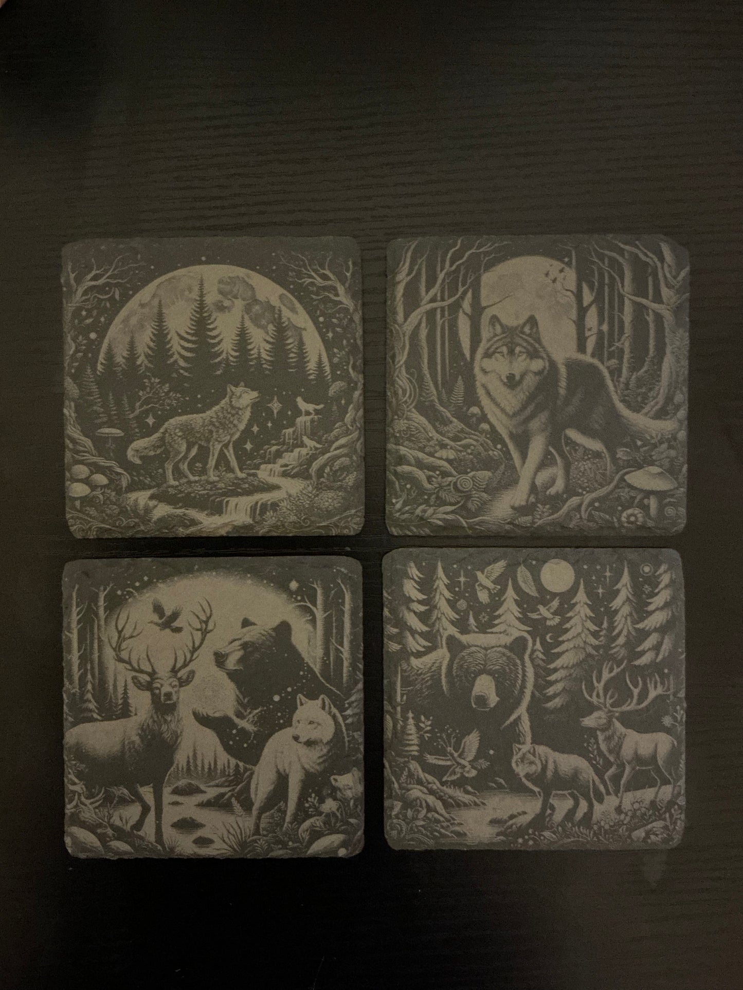 Slate Coasters - Wolf