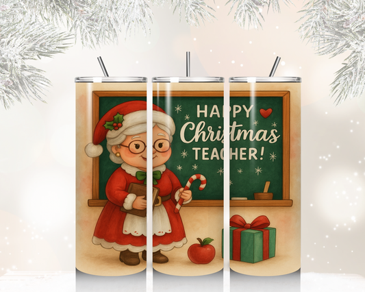20 oz Skinny Teacher Christmas