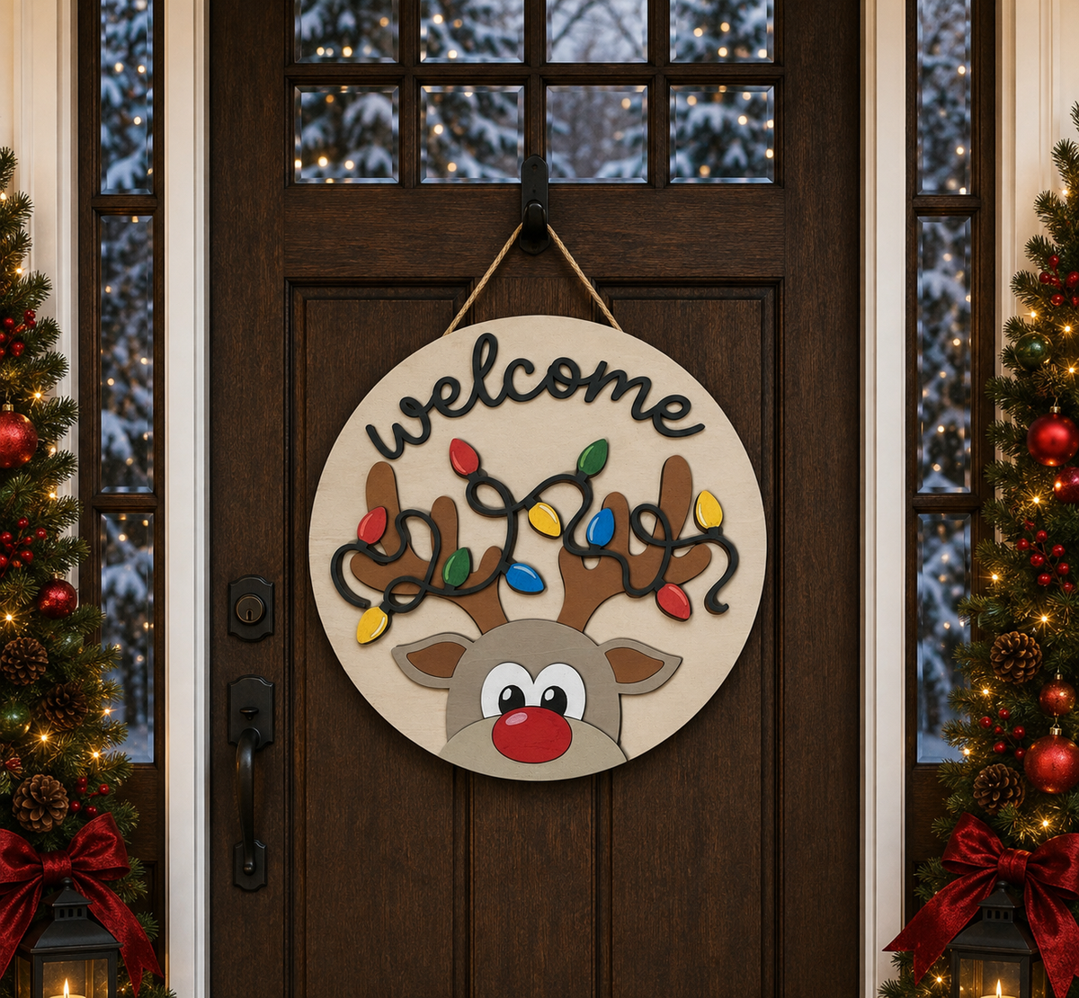 Christmas Door Hanger - Welcome Reindeer