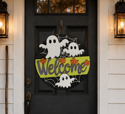 Halloween Door Hanger - Welcome (Ghosts)