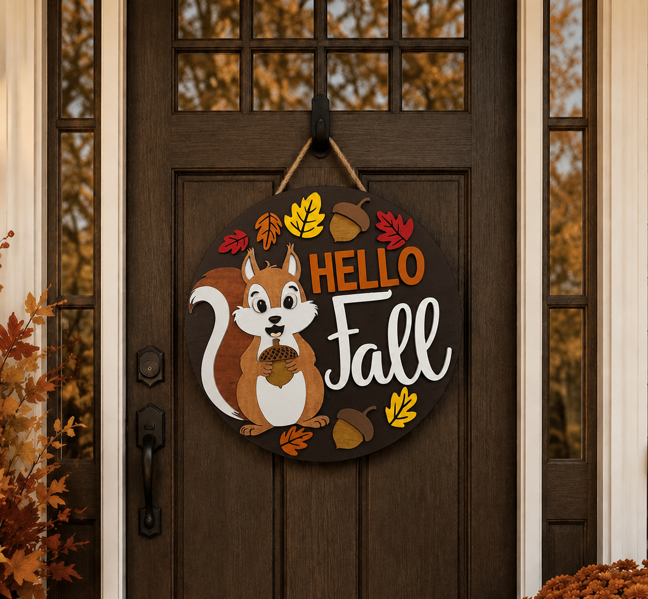 Fall Door Hanger - Hello Fall (Squirrel)