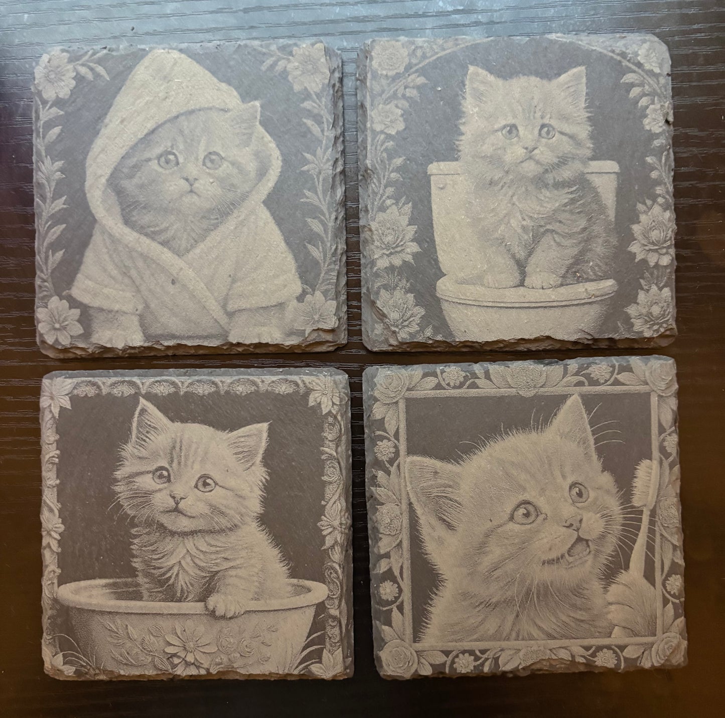 Slate Coasters - Cat