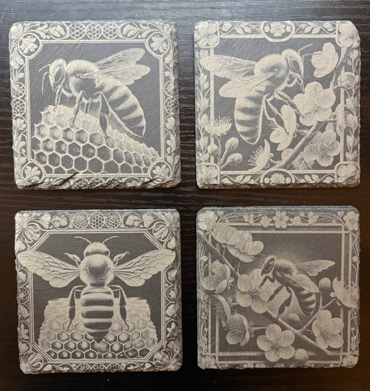 Slate Coasters - Bee