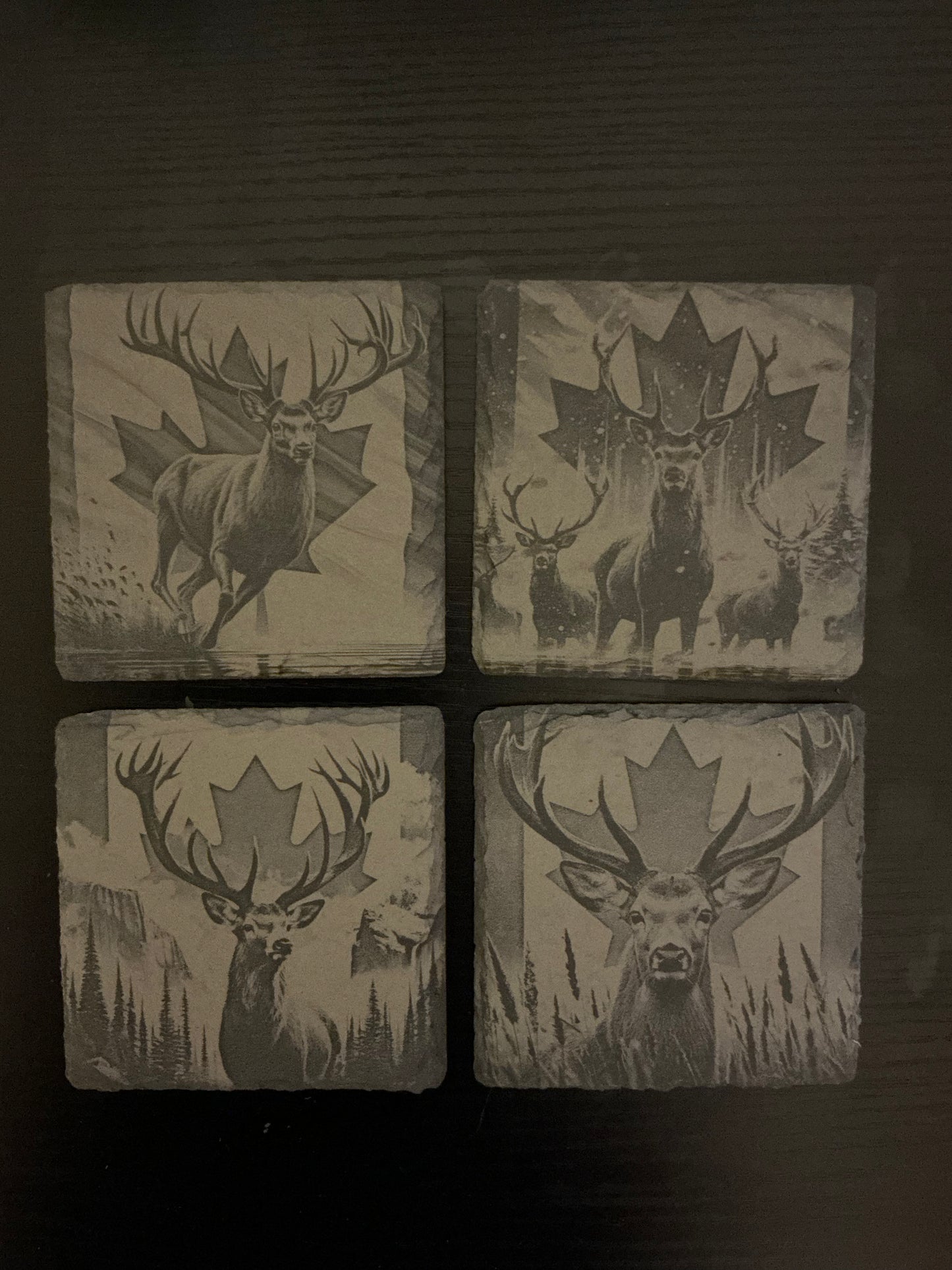 Slate Coasters - Canadian Deer