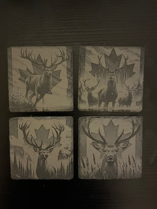 Slate Coasters - Canadian Deer