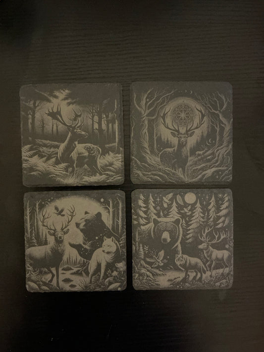 Slate Coasters - Deer
