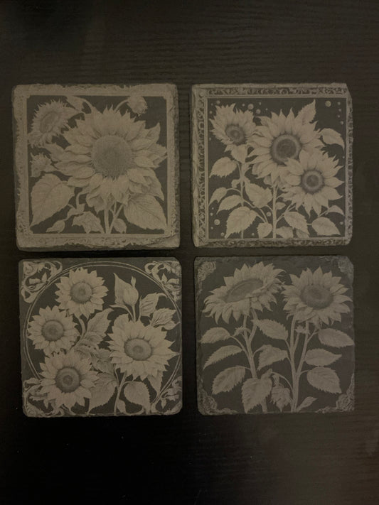 Slate Coasters - Sunflowers 1