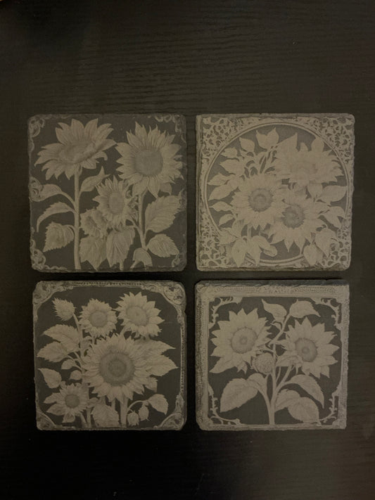 Slate Coasters - Sunflowers 2