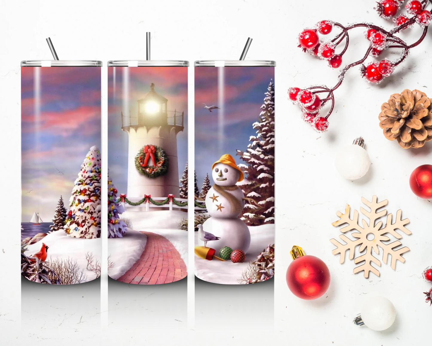 20 oz Skinny Tumbler Christmas