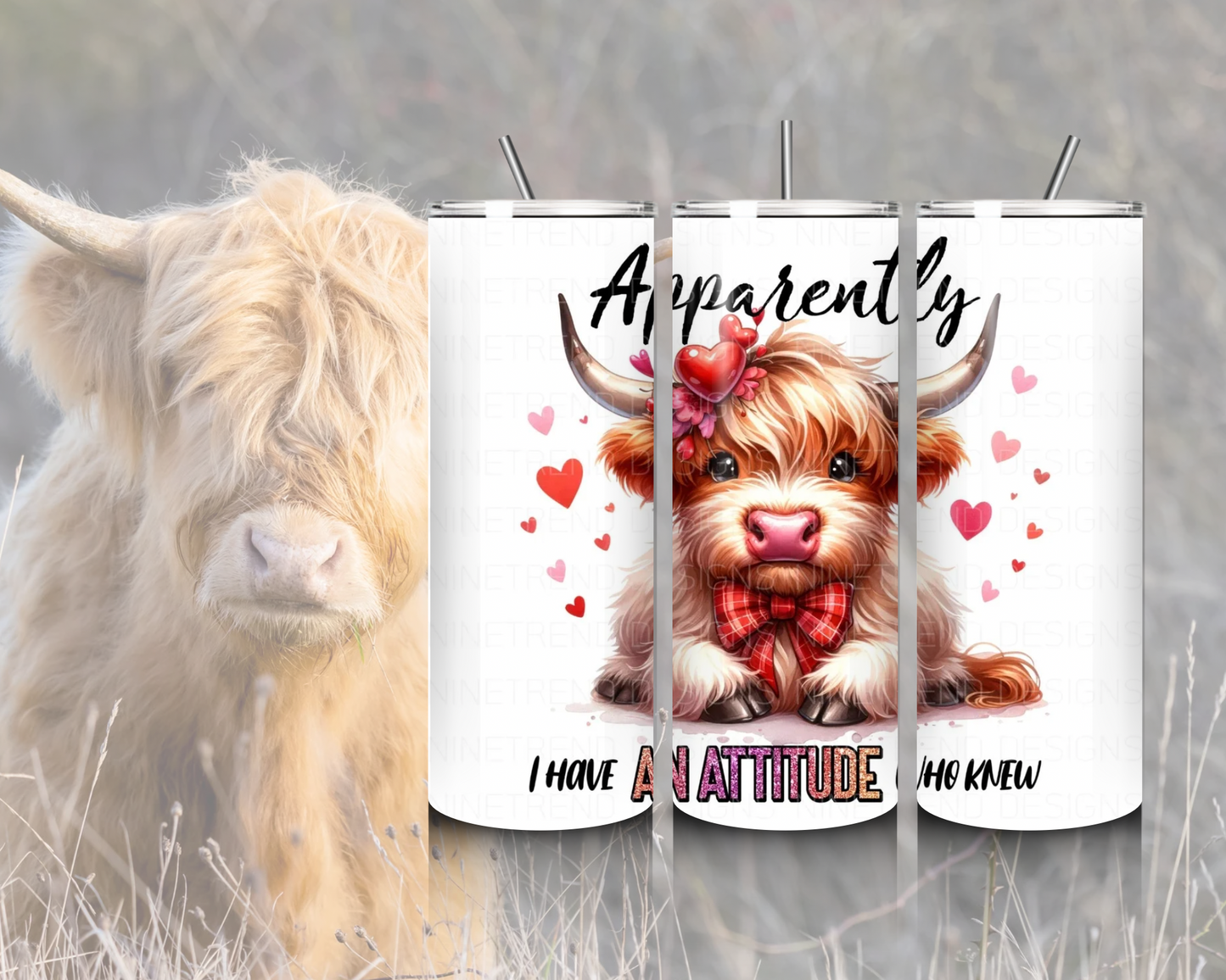 20 oz Skinny Tumblers Highland Cows
