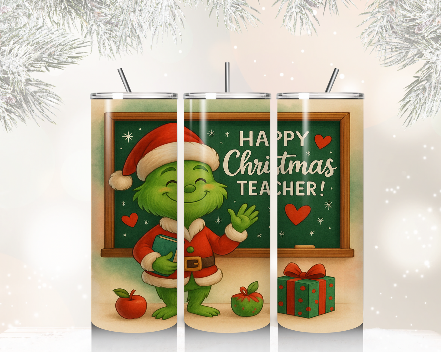 20 oz Skinny Teacher Christmas