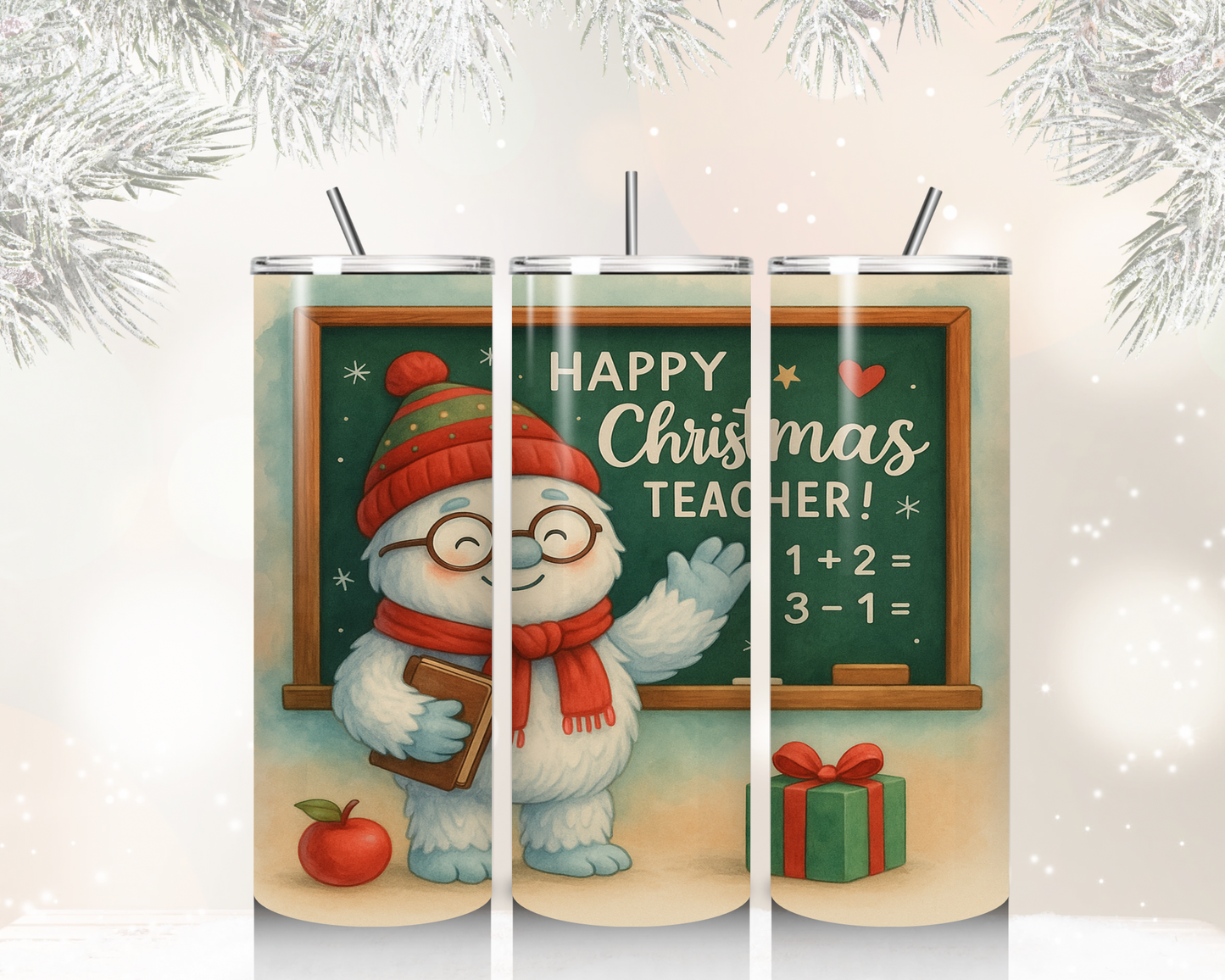 20 oz Skinny Teacher Christmas