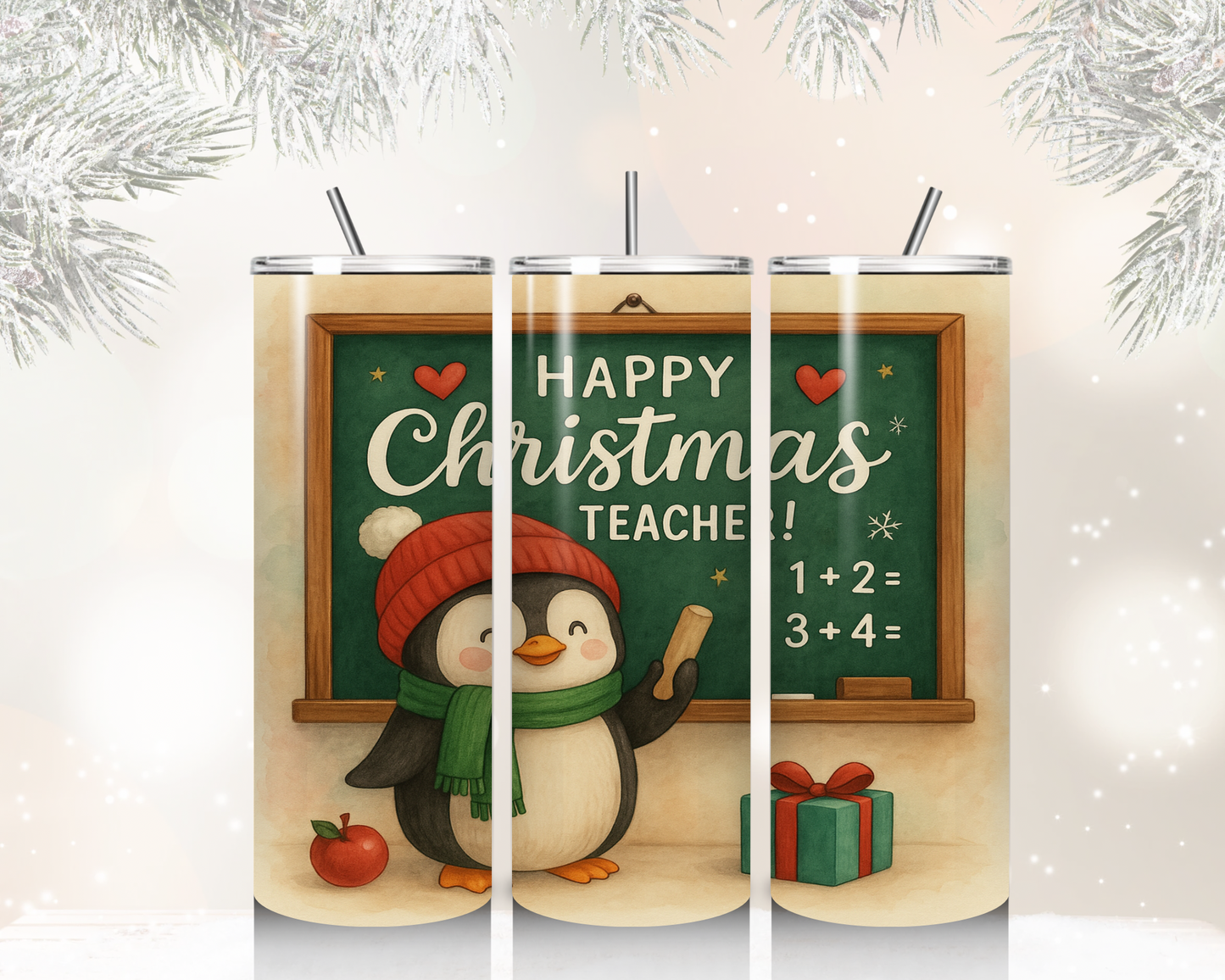 20 oz Skinny Teacher Christmas