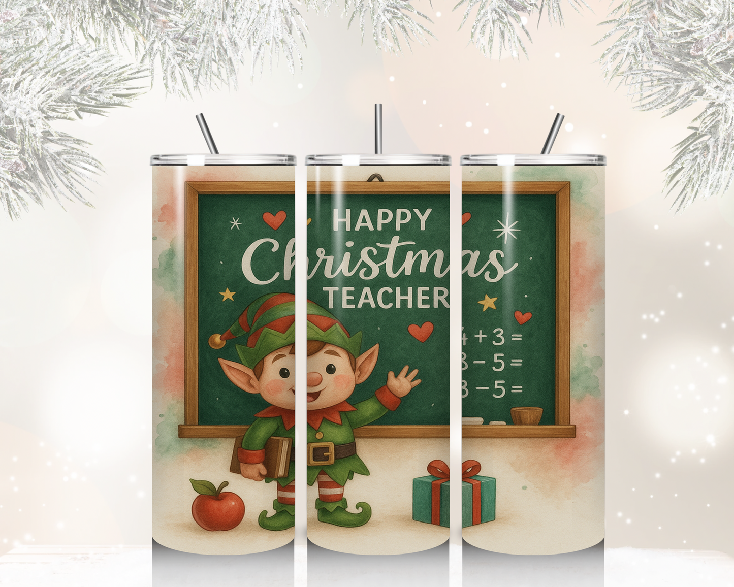 20 oz Skinny Teacher Christmas