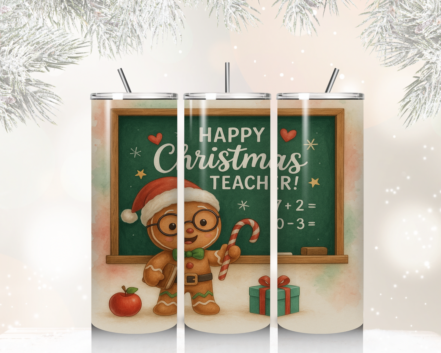 20 oz Skinny Teacher Christmas