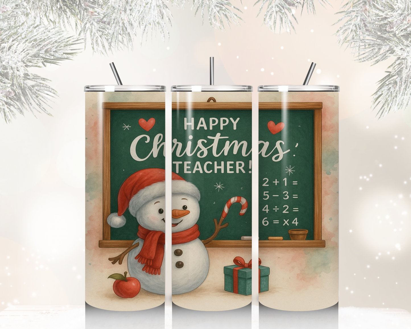 20 oz Skinny Teacher Christmas