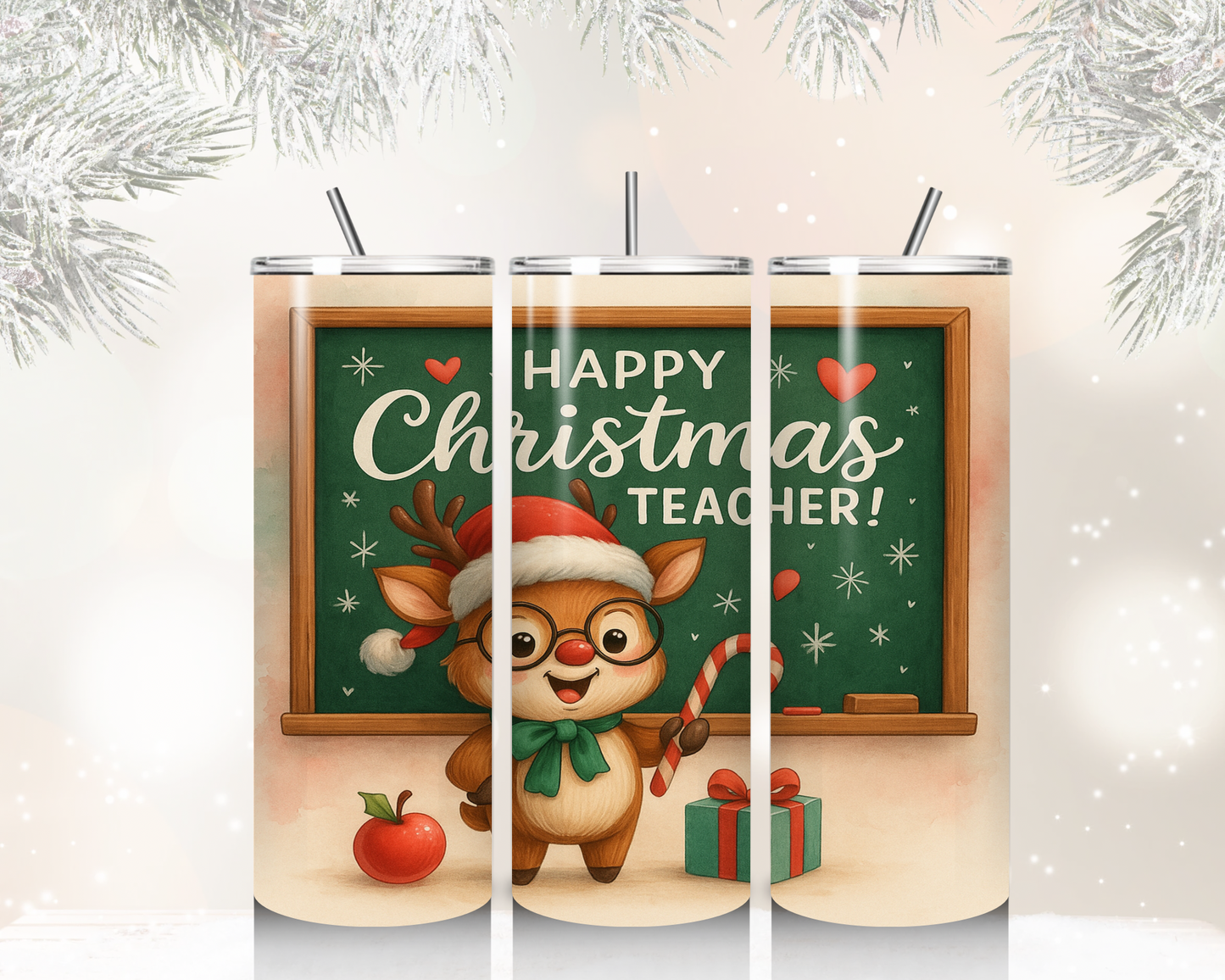 20 oz Skinny Teacher Christmas