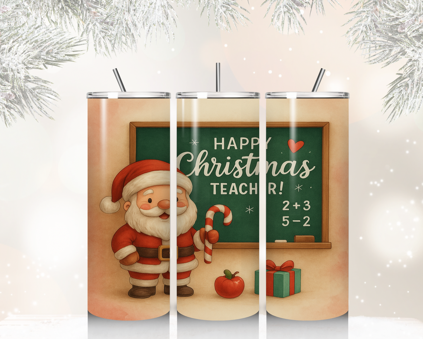 20 oz Skinny Teacher Christmas