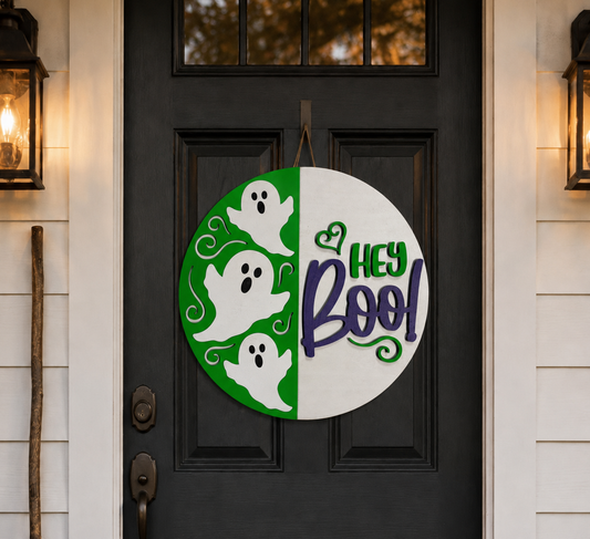 Halloween Door Hanger - Hey Boo (Three Ghosts)
