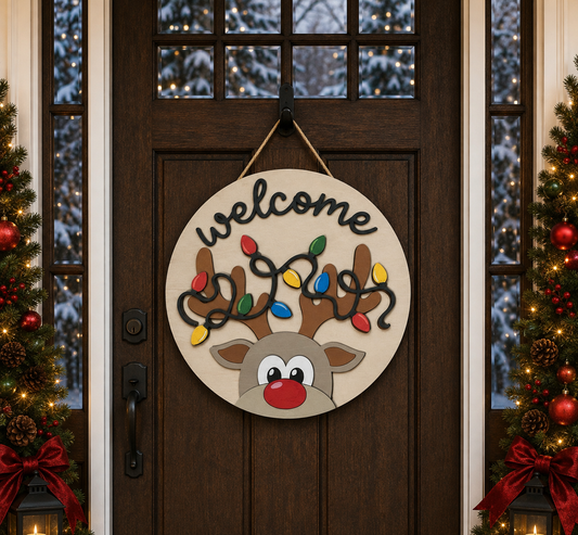 Christmas Door Hanger - Welcome Reindeer