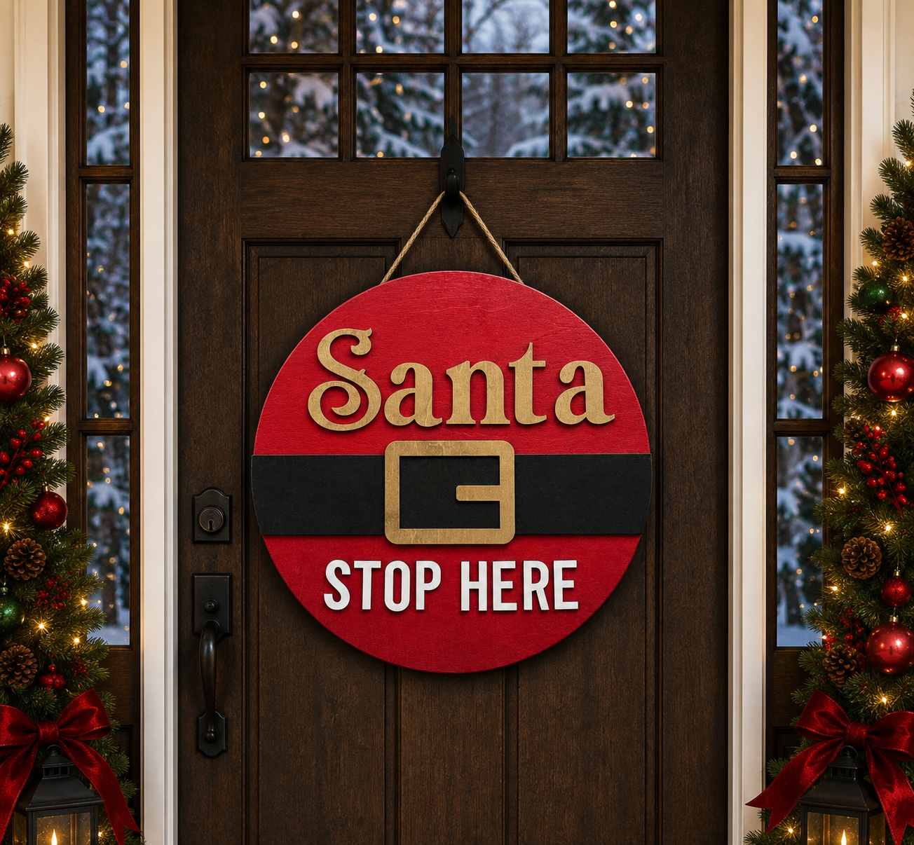 Christmas Door Hanger - Santa Stop Here