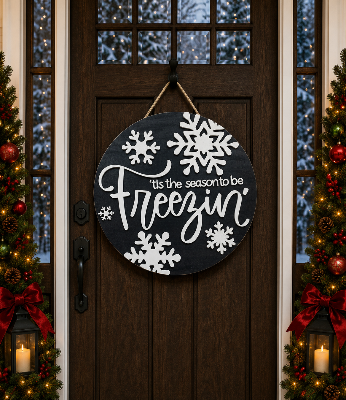 Christmas Door Hanger - Tis The Season To Be Freezin