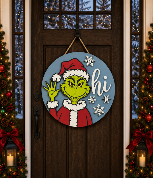 Christmas Door Hanger - Grinch Hi