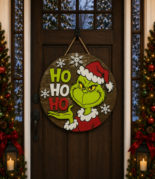 Christmas Door Hanger - Grinch HoHoHo