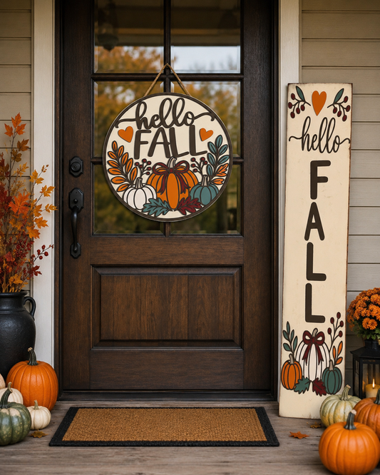 Fall Door Hanger & Porch Leaner - Pumpkins