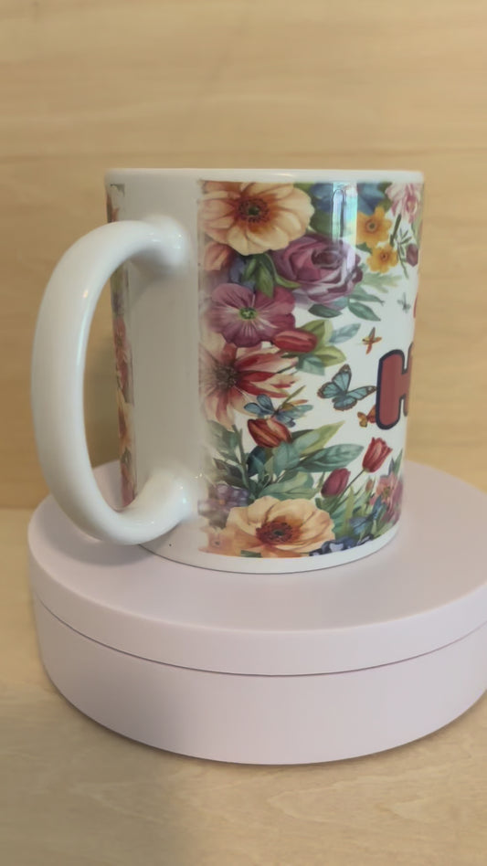 Mug - Floral with Text
